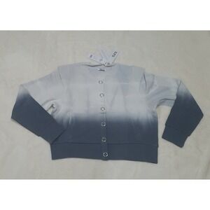 525 Women's‎ Gray White Tie Dye Snap Front Dip Dye Sweater Size L New With Tags